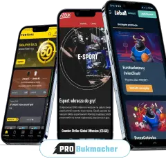 Trzy telefony z aplikacjami bukmacherskimi pokazują, co obstawiać u bukmachera: tenis, e-sport i koszykówkę.