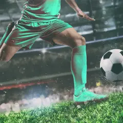 Piłkarz w akcji, gotowy do strzału. W tle stadion, gdzie rodzą się legendy piłki nożnej.