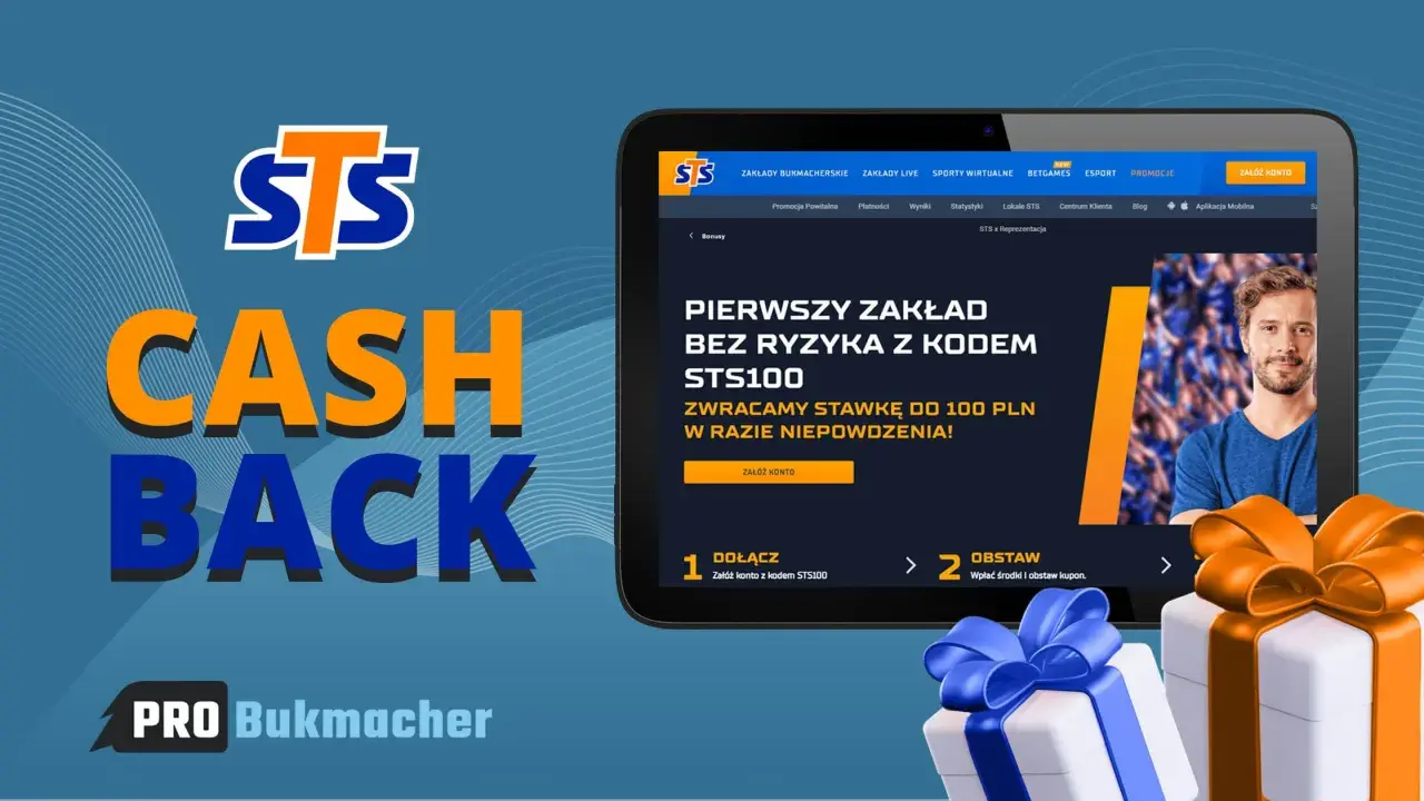 STS Cash Back: pierwszy zakład bez ryzyka do 100 PLN z kodem STS100. Dowiedz się, jak obstawiać w STS i odbierz zwrot stawki!
