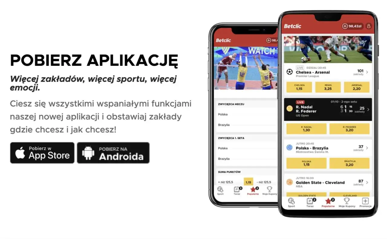 Aplikacja Betclic pozwala obstawiać zakłady sportowe na żywo i przyszłe mecze. Zobacz, jak obstawiać na Betclic i ciesz się emocjami!